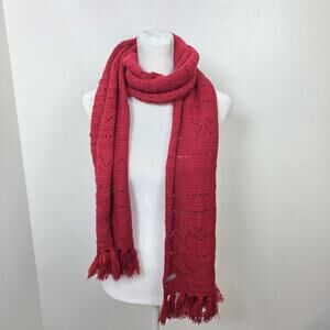 Roxy Red Tassel Layering Warm Outdoor Cute Versatile Casual Scarf